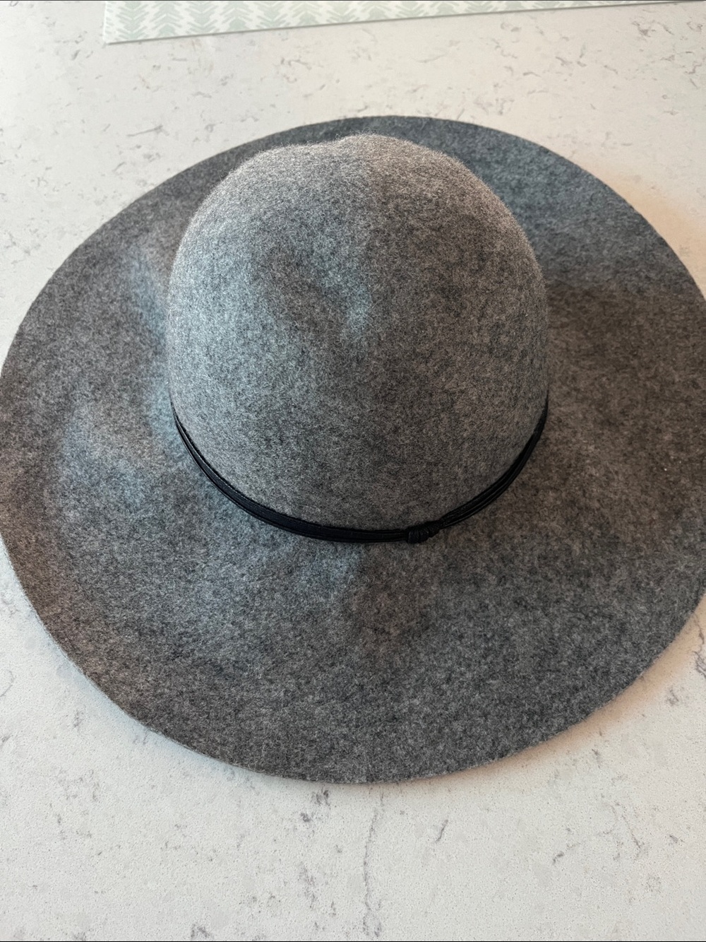 Nordstrom Gray Wool Felt Wide-Brim Hat with Black Band